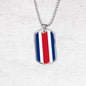 Costa Rica Flag Necklace Costa Rica Flag Stainless Steel or 18k Gold Dog Tag 24" - Express Your Love Gifts