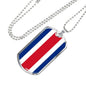 Costa Rica Flag Necklace Costa Rica Flag Stainless Steel or 18k Gold Dog Tag 24" - Express Your Love Gifts