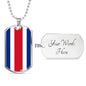 Costa Rica Flag Necklace Costa Rica Flag Stainless Steel or 18k Gold Dog Tag 24" - Express Your Love Gifts