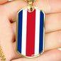 Costa Rica Flag Necklace Costa Rica Flag Stainless Steel or 18k Gold Dog Tag 24" - Express Your Love Gifts