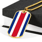 Costa Rica Flag Necklace Costa Rica Flag Stainless Steel or 18k Gold Dog Tag 24" - Express Your Love Gifts
