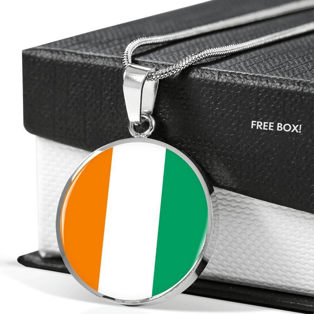 Cote D'Ivoire Flag Necklace Cote D'Ivoire Flag Stainless Steel or 18k Gold 18-22" - Express Your Love Gifts