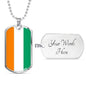 Cote D'Ivoire Flag Necklace Cote D'Ivoire Flag Stainless Steel or 18k Gold Dog Tag 24" - Express Your Love Gifts