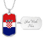 Croatia Flag Necklace Croatia Flag Stainless Steel or 18k Gold Dog Tag 24" - Express Your Love Gifts