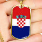 Croatia Flag Necklace Croatia Flag Stainless Steel or 18k Gold Dog Tag 24" - Express Your Love Gifts