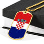 Croatia Flag Necklace Croatia Flag Stainless Steel or 18k Gold Dog Tag 24" - Express Your Love Gifts