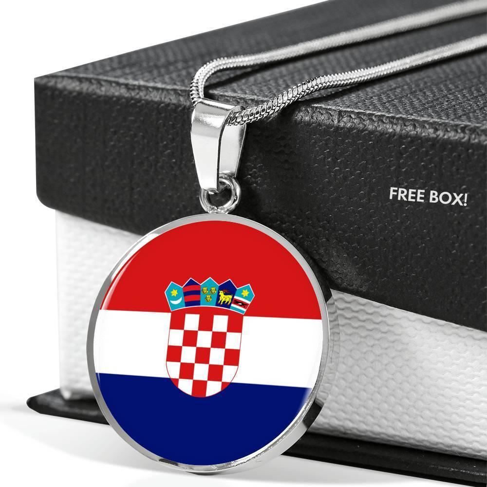 Croatia Flag Necklace Stainless Steel or 18k Gold 18-22" - Express Your Love Gifts