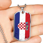 Croatia Flag Necklace Stainless Steel or 18k Gold Dog Tag 24"-Express Your Love Gifts