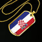 Croatia Flag Necklace Stainless Steel or 18k Gold Dog Tag 24"-Express Your Love Gifts
