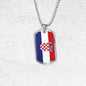 Croatia Flag Necklace Stainless Steel or 18k Gold Dog Tag 24"-Express Your Love Gifts