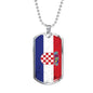 Croatia Flag Necklace Stainless Steel or 18k Gold Dog Tag 24"-Express Your Love Gifts