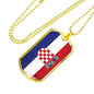 Croatia Flag Necklace Stainless Steel or 18k Gold Dog Tag 24"-Express Your Love Gifts
