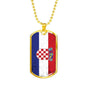 Croatia Flag Necklace Stainless Steel or 18k Gold Dog Tag 24"-Express Your Love Gifts