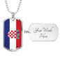 Croatia Flag Necklace Stainless Steel or 18k Gold Dog Tag 24"-Express Your Love Gifts
