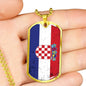 Croatia Flag Necklace Stainless Steel or 18k Gold Dog Tag 24"-Express Your Love Gifts