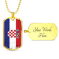 Croatia Flag Necklace Stainless Steel or 18k Gold Dog Tag 24"-Express Your Love Gifts