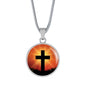 Cross Circle Necklace Stainless Steel or 18k Gold 18-22"-Express Your Love Gifts