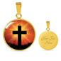 Cross Circle Necklace Stainless Steel or 18k Gold 18-22"-Express Your Love Gifts