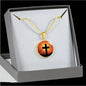 Cross Circle Necklace Stainless Steel or 18k Gold 18-22"-Express Your Love Gifts