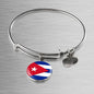 Cuba Flag Bracelet Cuba Flag Stainless Steel or 18k Gold Circle Bangle - Express Your Love Gifts