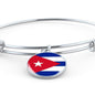 Cuba Flag Bracelet Cuba Flag Stainless Steel or 18k Gold Circle Bangle - Express Your Love Gifts