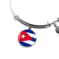 Cuba Flag Bracelet Cuba Flag Stainless Steel or 18k Gold Circle Bangle - Express Your Love Gifts