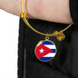 Cuba Flag Bracelet Cuba Flag Stainless Steel or 18k Gold Circle Bangle - Express Your Love Gifts