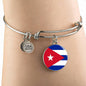 Cuba Flag Bracelet Cuba Flag Stainless Steel or 18k Gold Circle Bangle - Express Your Love Gifts
