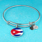 Cuba Flag Bracelet Cuba Flag Stainless Steel or 18k Gold Circle Bangle - Express Your Love Gifts
