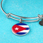 Cuba Flag Bracelet Cuba Flag Stainless Steel or 18k Gold Circle Bangle - Express Your Love Gifts