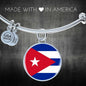 Cuba Flag Bracelet Cuba Flag Stainless Steel or 18k Gold Circle Bangle - Express Your Love Gifts
