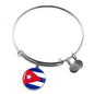 Cuba Flag Bracelet Cuba Flag Stainless Steel or 18k Gold Circle Bangle - Express Your Love Gifts