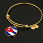 Cuba Flag Bracelet Cuba Flag Stainless Steel or 18k Gold Circle Bangle - Express Your Love Gifts