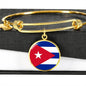 Cuba Flag Bracelet Cuba Flag Stainless Steel or 18k Gold Circle Bangle - Express Your Love Gifts