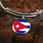 Cuba Flag Bracelet Cuba Flag Stainless Steel or 18k Gold Circle Bangle - Express Your Love Gifts