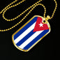 Cuba Flag Necklace Stainless Steel or 18k Gold Dog Tag 24" - Express Your Love Gifts