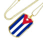 Cuba Flag Necklace Stainless Steel or 18k Gold Dog Tag 24" - Express Your Love Gifts