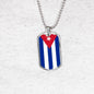Cuba Flag Necklace Stainless Steel or 18k Gold Dog Tag 24" - Express Your Love Gifts