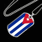Cuba Flag Necklace Stainless Steel or 18k Gold Dog Tag 24" - Express Your Love Gifts