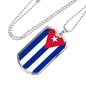 Cuba Flag Necklace Stainless Steel or 18k Gold Dog Tag 24" - Express Your Love Gifts