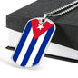 Cuba Flag Necklace Stainless Steel or 18k Gold Dog Tag 24" - Express Your Love Gifts