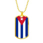 Cuba Flag Necklace Stainless Steel or 18k Gold Dog Tag 24" - Express Your Love Gifts