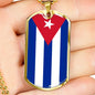 Cuba Flag Necklace Stainless Steel or 18k Gold Dog Tag 24" - Express Your Love Gifts