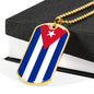 Cuba Flag Necklace Stainless Steel or 18k Gold Dog Tag 24" - Express Your Love Gifts