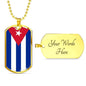 Cuba Flag Necklace Stainless Steel or 18k Gold Dog Tag 24" - Express Your Love Gifts