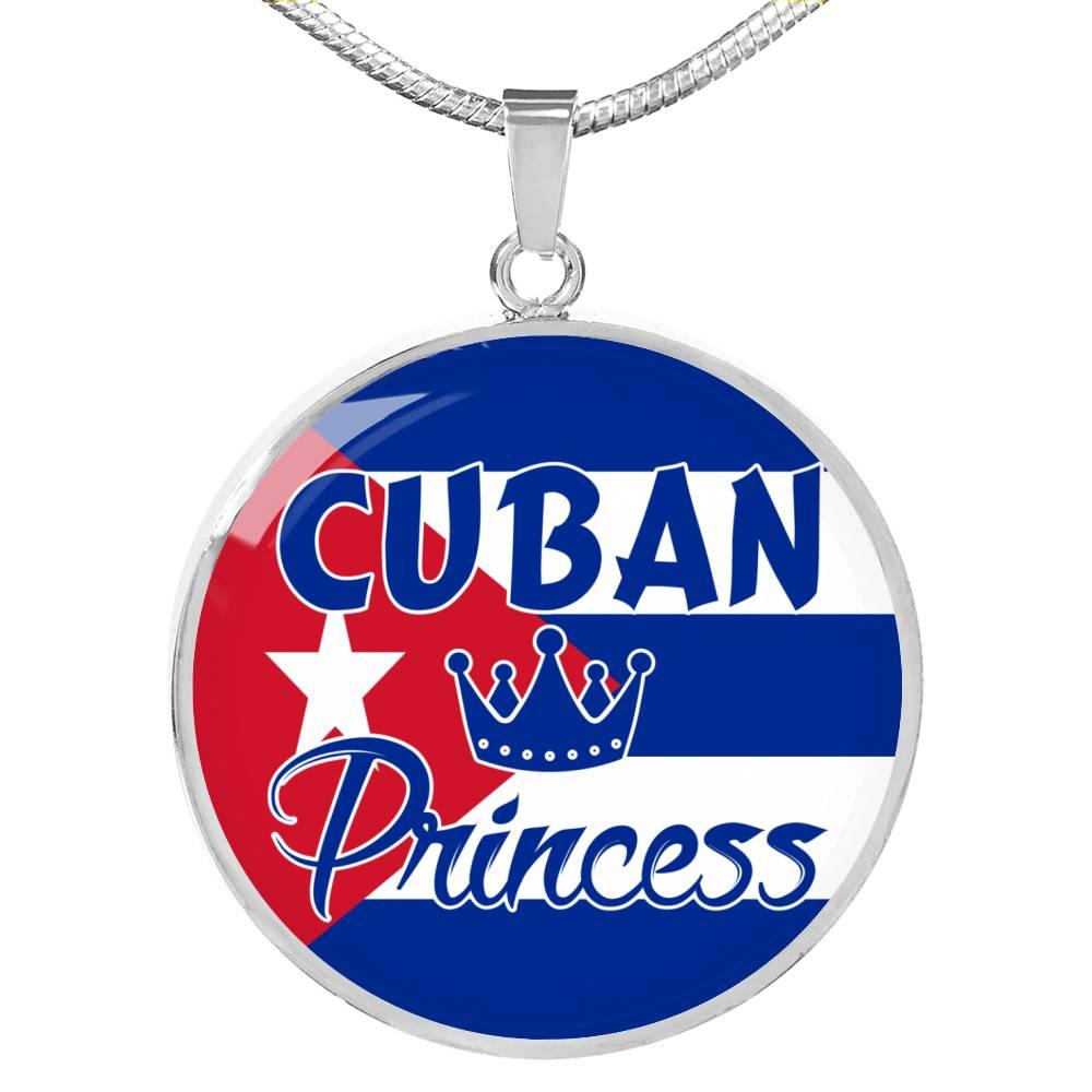 Cuban Princess Circle Pendant Necklace Stainless Steel or 18k Gold 18-22" - Express Your Love Gifts