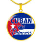 Cuban Princess Circle Pendant Necklace Stainless Steel or 18k Gold 18-22" - Express Your Love Gifts