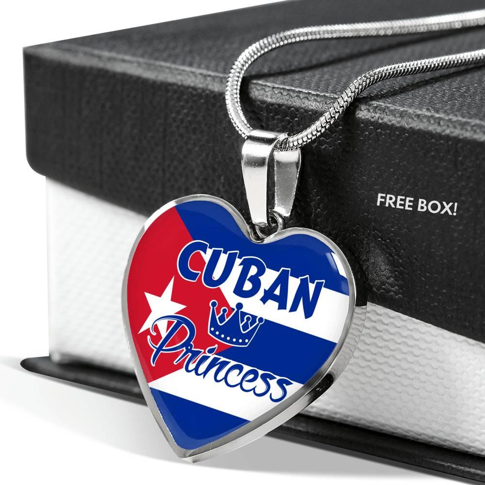 Cuban Princess Necklace Stainless Steel or 18k Gold Heart Pendant 18-22'' - Express Your Love Gifts