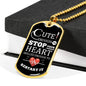 Cute Enough To Stop Your Heart Nurse Necklace Stainless Steel or 18k Gold Dog Tag W 24"-Express Your Love Gifts