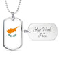 Cyprus Flag Necklace Cyprus Flag Stainless Steel or 18k Gold Dog Tag 24" - Express Your Love Gifts